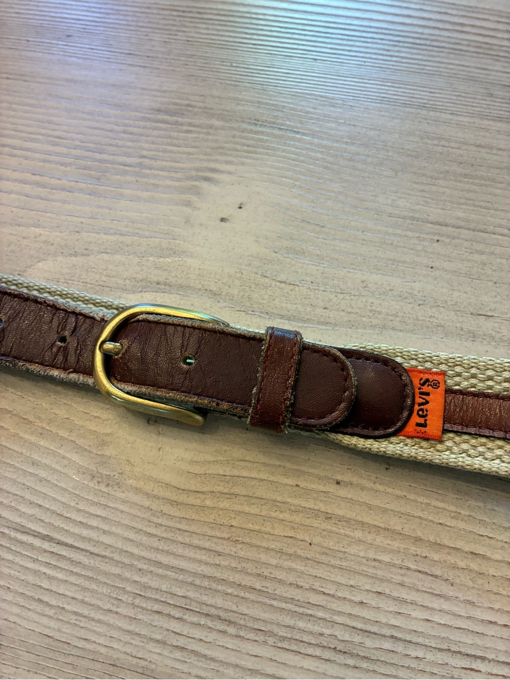 RARE Vintage 1970s Levi's Orange Tab Woven Canvas & Leather Surcingle Belt